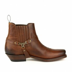 Mayura Boots 24  Chestnut / Cowboy Western Ankle Boot Men Square Toe Ornamental Spur Elastic Closure