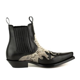 Mayura Boots Rock 2500 Natural/ Pointed Western Men Ankle Boot Python Slanted Heel Elastic Closure Vintage Look