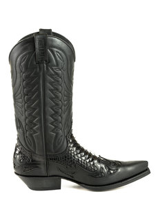 Mayura Boots 17 Black/ Men Cowboy Western Boots Pointed Toe Slanted Heel Waxed Leather