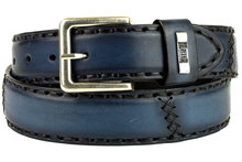 Mayura-Belt-925-Blue-Cowboy-Western-4-cm-Wide-Jeans-Belt-Changeable-Buckle-Smooth-Leather