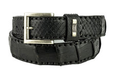Mayura-Belt-214-Black-Crocodile-Python-4cm-Wide-Removable-Buckle