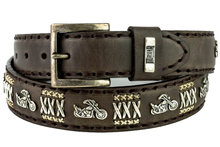 Mayura-Belt-658-Chesnut-Braun-Chopper-Conchos-Metal-Crosses-4cm-Wide-Removable-Buckle