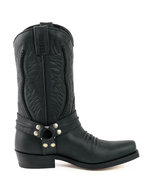 Mayura-Boots-07-Zwart--Motor-Biker-Western-Women-Men-Pointed-Boots-Braid-Fixed-Spur-Waxed-Leather
